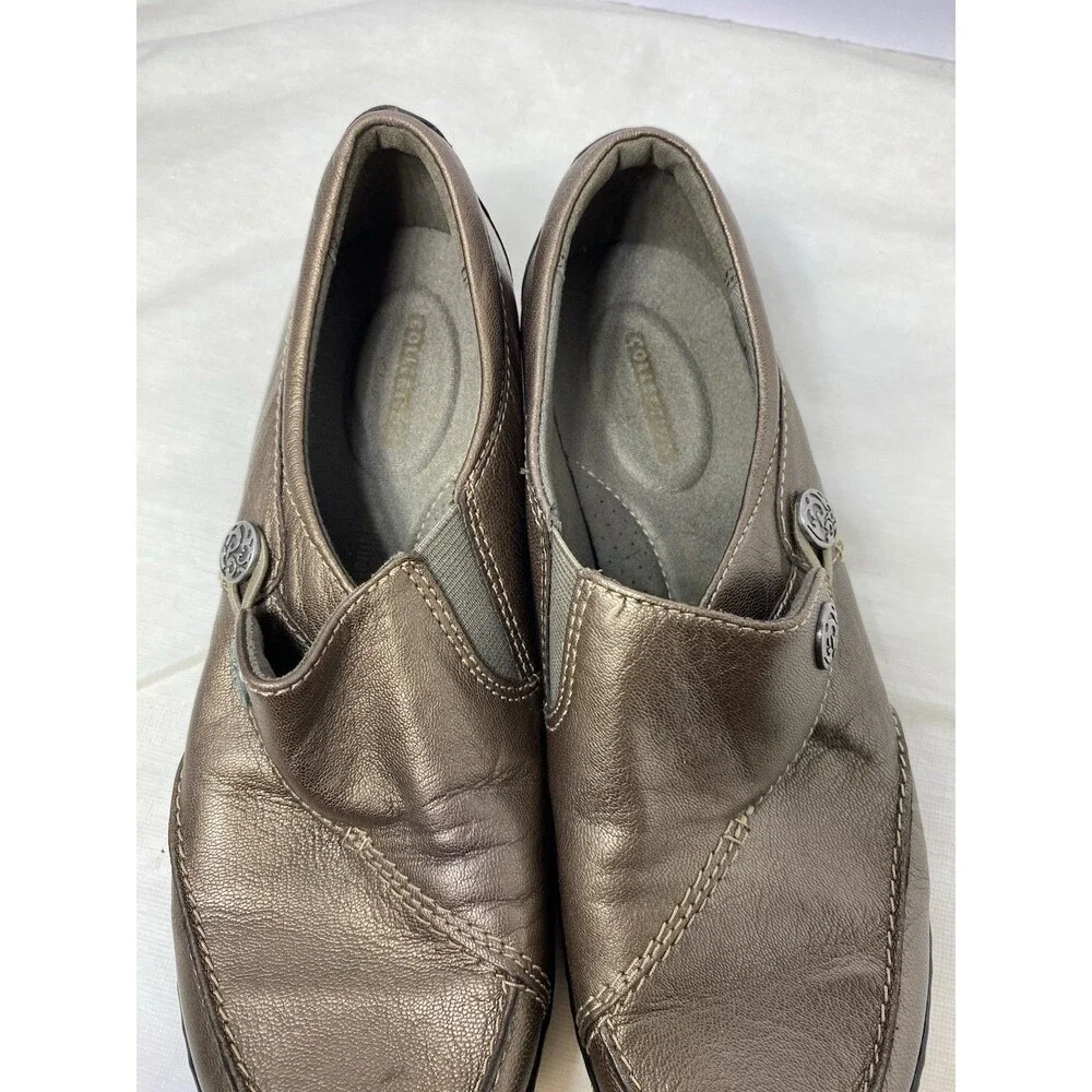 Clarks Womens Ashland Lane Loafer Size 7 M Bronze Leather Shoe Shootie Flat - Picture 8 of 8